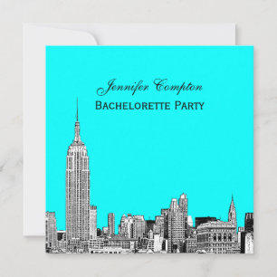 Convites NYC Skyline 01 Etchd DIY BG Color SQ Despedida de