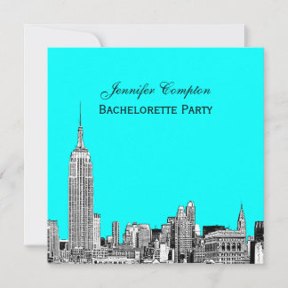 Convites NYC Skyline 01 Etchd DIY BG Color SQ Despedida de 