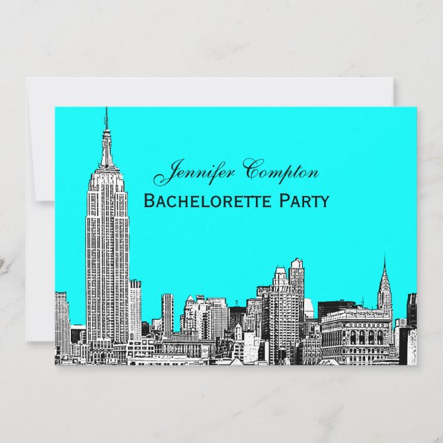 Convites NYC Skyline 01 Gravado DIY BG Cor Despedida de Sol (Frente)