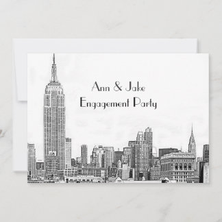 Convites NYC Skyline 01 Gravado Wht Festa de Noivado