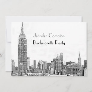 Convites NYC Skyline 01 Gravado Wht Festa de Solteira