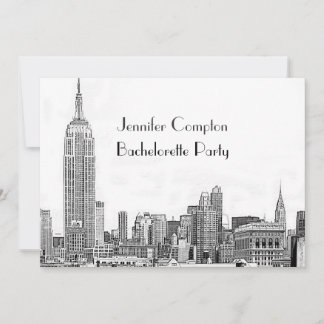 Convites NYC Skyline 01 Gravado Wht Festa de Solteira