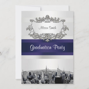Convites NYC Skyline 2 Branco BG Graduação de Blu Ribbn
