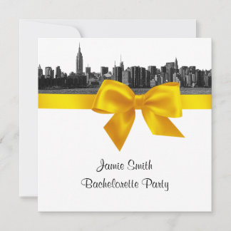 Convites NYC Skyline Amplo Etch BW Amarelo Bachelorette SQ