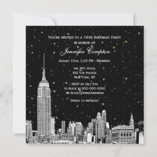 Convites NYC Skyline Enchido Starry DIY BG Color SQ Sweet 1