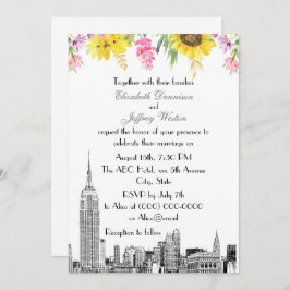 Convites NYC Skyline ESB Etch Sunflower Pink Casamento