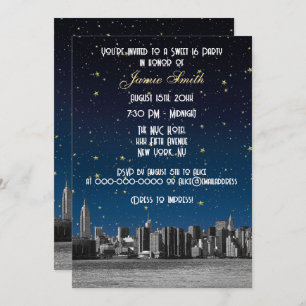 Convites NYC Skyline nº 3 Starry Blu Sunset Sweet 16 V
