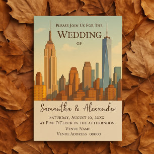 Convites NYC Skyline Wedding Vintage Cityscape
