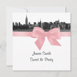 Convites NYC Wide Skyline Enchida BW Rosa Doce Dezesseis SQ