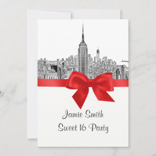 Convites NYC Wide Skyline Etched Sweet Sixteen