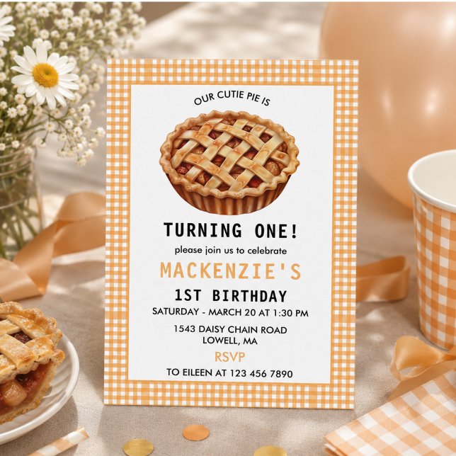 Convites O 1º Aniversário do nosso Cutie Pie (Our Cutie Pie's 1st Birthday Invitation)