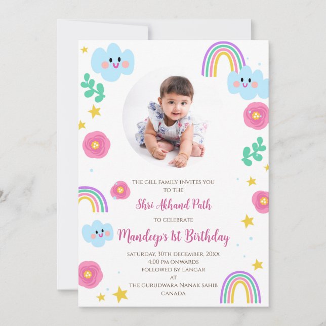 Convites O Akhand digital convida o primeiro aniversario Su (Frente)