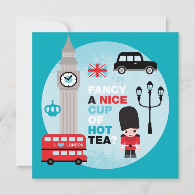 Convites O almoço do chá alto de Londres convida (Frente)