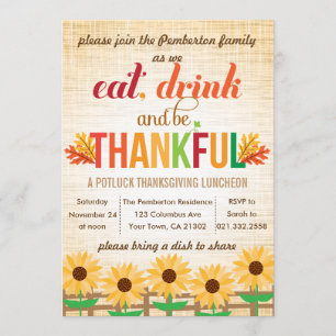 Convites O almoço Potluck da acção de graças come a beb