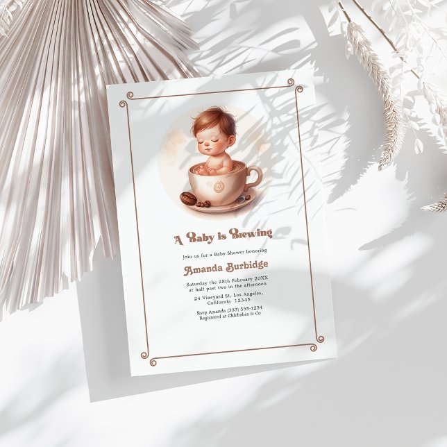 Convites O Amor de Mocha Mousse Está Sendo Preparado Chá de (Mocha Mousse Love Is Brewing Coffee Baby Shower Invitation)