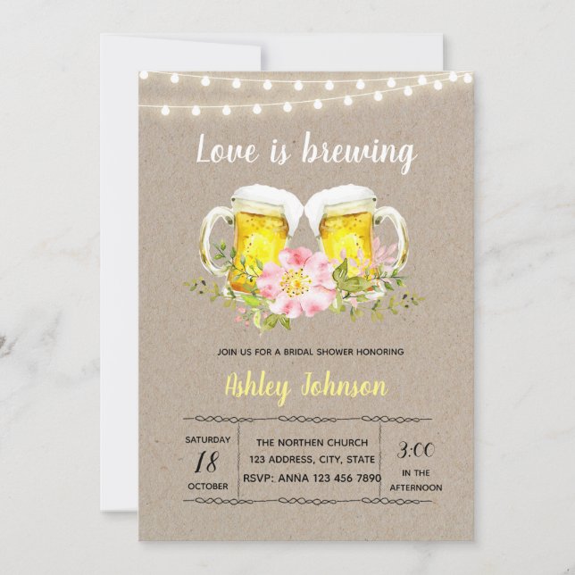 Convites O amor do noivado está fabricando cerveja o (Frente)