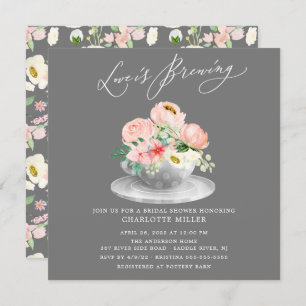 Convites O amor é a criação do Chá de chá de noiva rosa e f