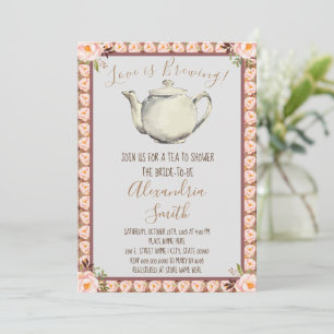 Convites O amor é a criação Frame Floral Chá de panel