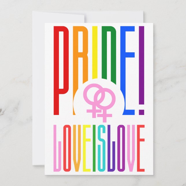 Convites O Amor é Amor Orgulho Lésbico LGBT Texto Arco-íris (Frente)