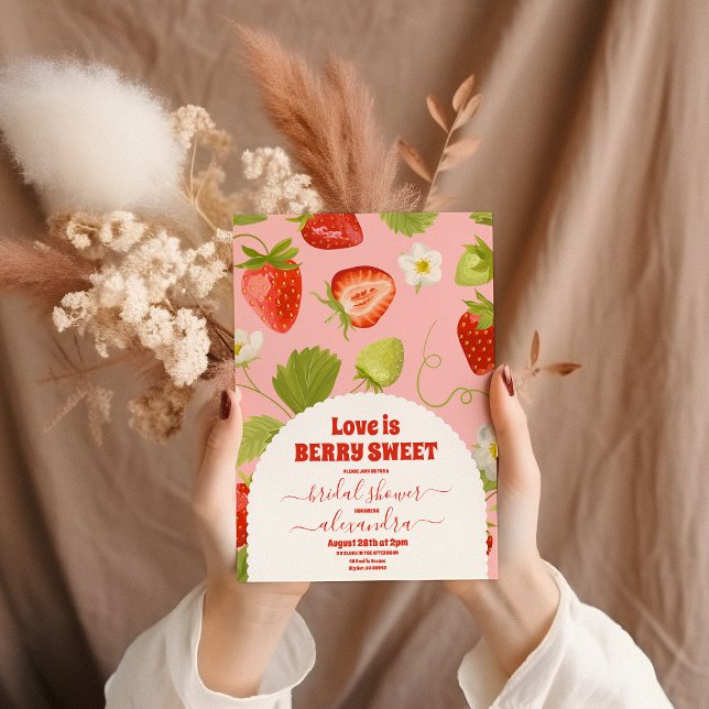 Convites O Amor É Berry Sweet Chá de panela Strawberry (Criador carregado)