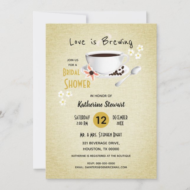 Convites O Amor É Criar Café Bridal (Frente)