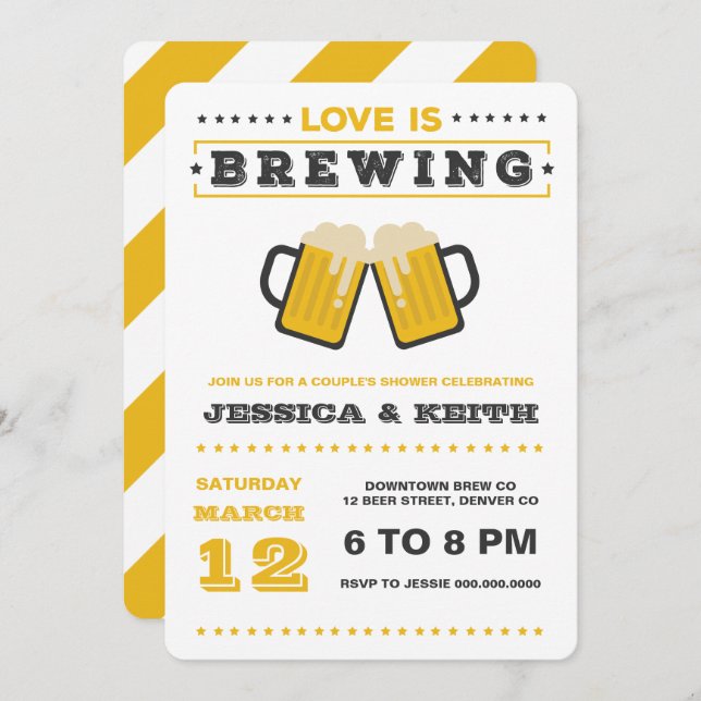 Convites O Amor É Criar Chá de panela De Casamento De Cerve (Frente/Verso)