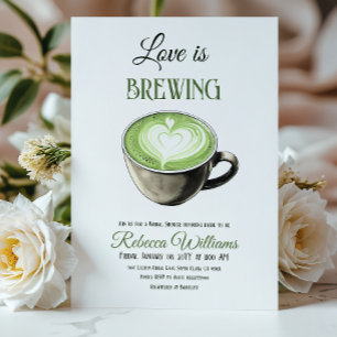 Convites O amor é criar o tema do café Matcha Chá de panela