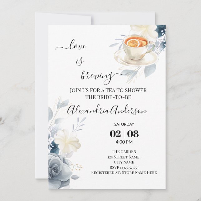 Convites O Amor É Criar Rosas De Aquarela Chá de panela (Frente)