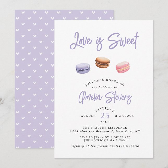 Convites O Amor é Doce (Macaron) | CHÁ DE PANELA (Frente/Verso)