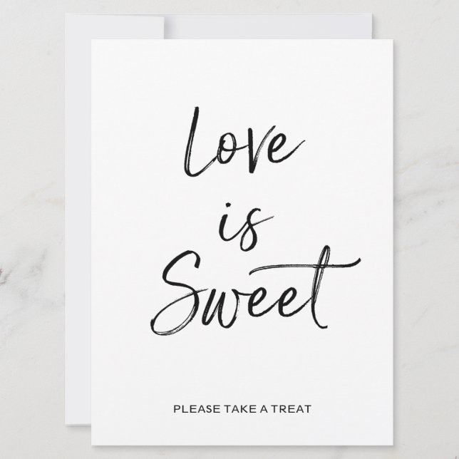 Convites O Amor é Doce Sinal | Estiloso Letreiro à Mão (Frente)