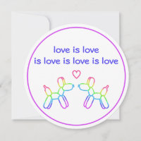 O amor é o amor Rainbow Balloon Dogs Round Invitat