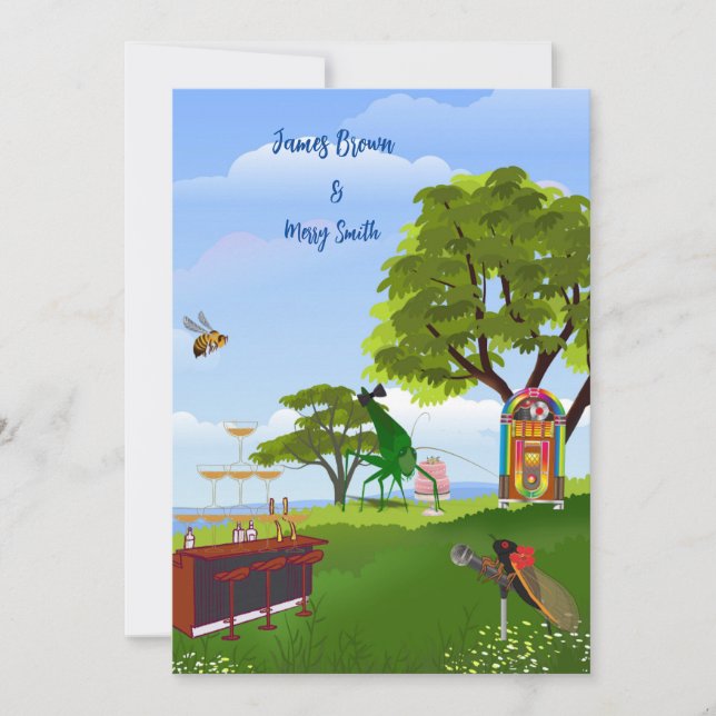 Convites O amor é o casamento de Meadow Serenade Cicadas (Frente)