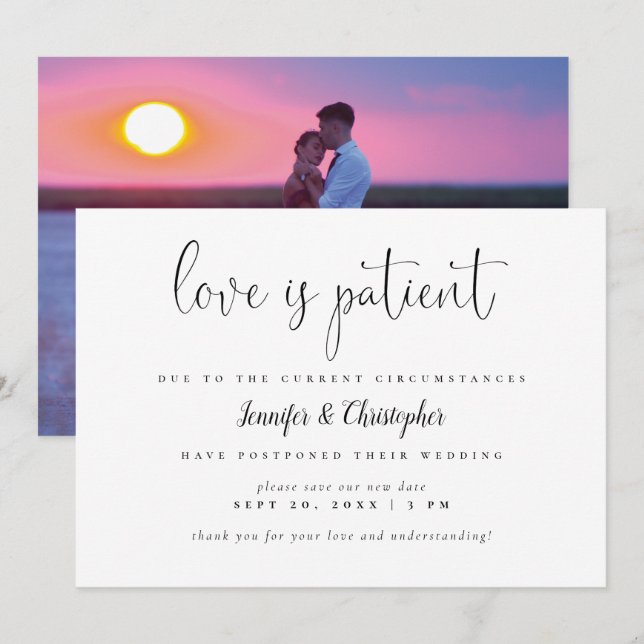 Convites O Amor é Paciente Fotografia de Capa de Casamento  (Frente/Verso)