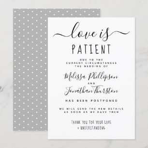 Convites O Amor é Paciente Letra à Mão Atraso de Casamento