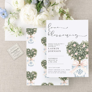 Convites O amor é um Chá de panela cor-de-rosa florescente 