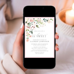 Convites O Amor Elegante É Um Chá de panela Floral Cor-De-R