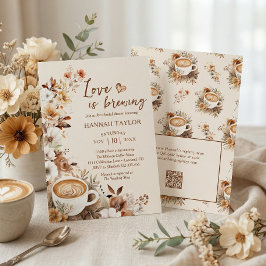 Convites O Amor Está Cozinhando Código QR Café Chá de Noiva