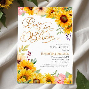Convites O Amor Está Em Bloom Chá de panela Floral de Gir