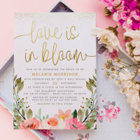 O Amor Está Em Bloom | Chá de panela Floral Dourad