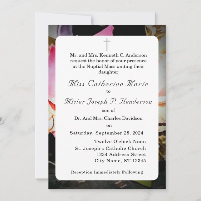 Convites O amor está em Bloom Photo/Rosa Wedding (Frente)