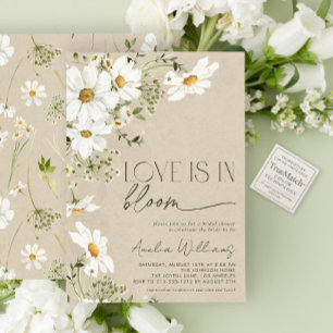 Convites O amor está em Bloom Rustic Daisy Wildflower