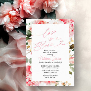 Convites O Amor Está em Flor Chá de Noiva Bege Floral