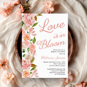 Convites O Amor Está em Flor Chá de Noiva Rosa Floral