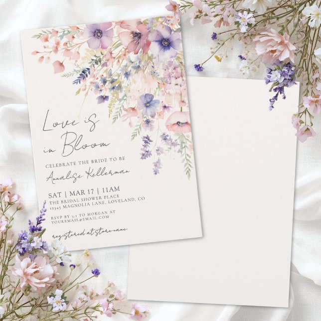 Convites O Amor Está em Flor Encontro para Noiva com Tema d (Love Is In Bloom Wildflower Bridal Shower Invitation)