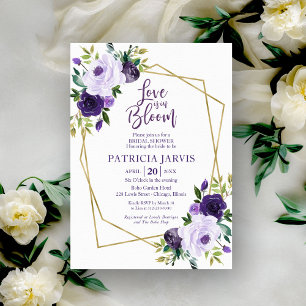 Convites O Amor Está em Flor Jantar de Noiva Floral Roxo