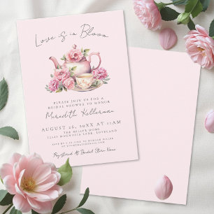 Convites O Amor Está em Flor Rosa Chá Floral Festa de Noiva