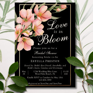 Convites O Amor Está em Flor Rosa Festa de Chá de Noiva com