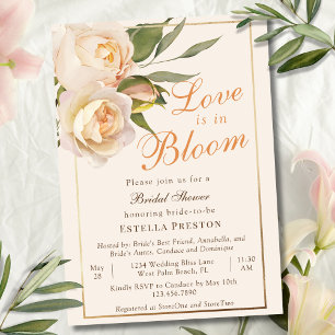 Convites O Amor Está em Flor Rosas Brancas Creme Chuveiro d
