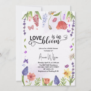 Convites o amor está em flor roxa flor silvestre chá de noi