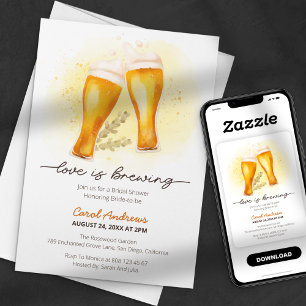 Convites O Amor Está Fazendo Cerveja Aquarela Chá de Noiva